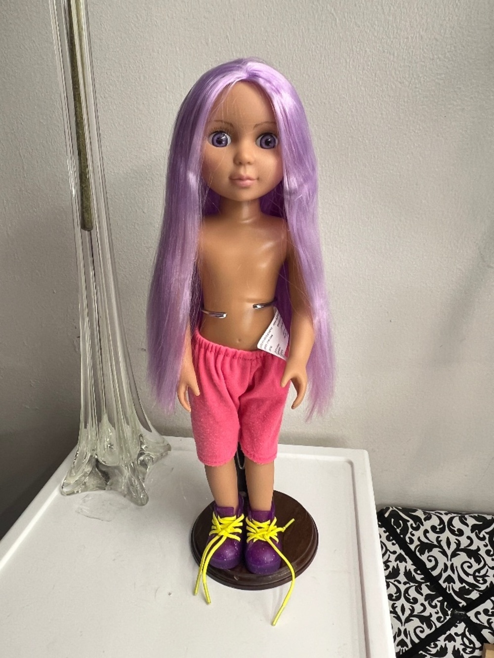 MAISON BATTAT INC. 14" Doll with purple eyes and purple long hair - CUTE FACE!